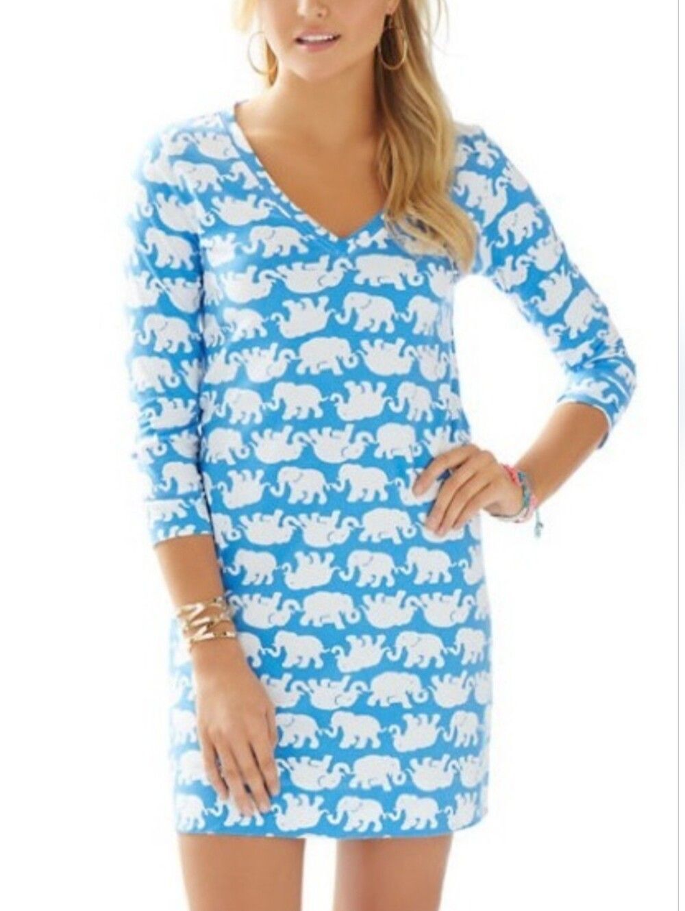 Lilly Pulitzer S Elephant Print Christie T-Shirt Dress 3065-